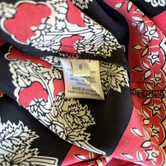 Ulla Johnson Bea Silk Blouse Size 8 Indian Floral Print Tasseled Neck Ties - Picture 5 of 7